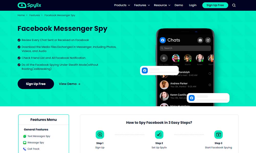 App Espi&atilde;o de Facebook Spylix