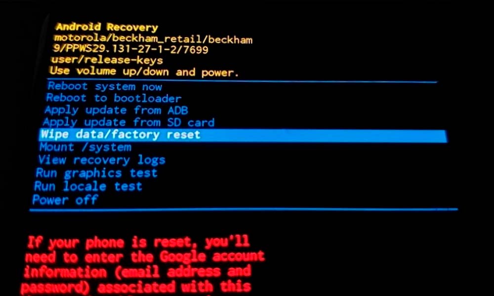 Reset de f&aacute;brica