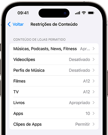Restri&ccedil;&otilde;es de Privacidade e Conte&uacute;do