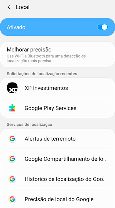 Como ativar ou desativar a Precis&atilde;o da Localiza&ccedil;&atilde;o?