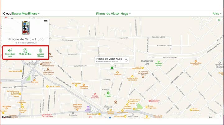 Mapa de rastreamento do iPhone pelo n&uacute;mero do Buscar meu iPhone