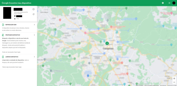 Rastrear o samsung com a Conta Google