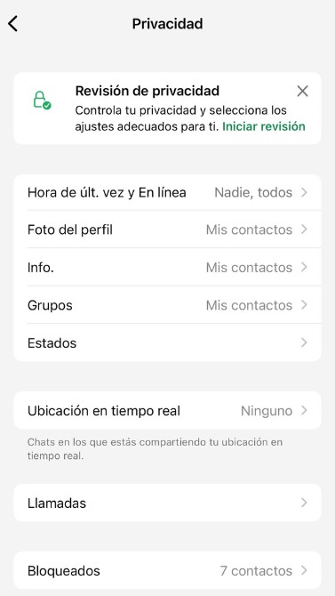 Ocultar &uacute;ltima conexi&oacute;n desde WhatsApp