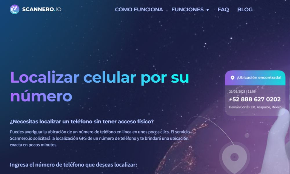 Scannero rastrea celulares con el n&uacute;mero de tel&eacute;fono