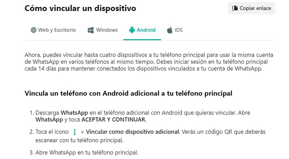 Vincular un dispositivo es la funci&oacute;n oficial de WhatsApp