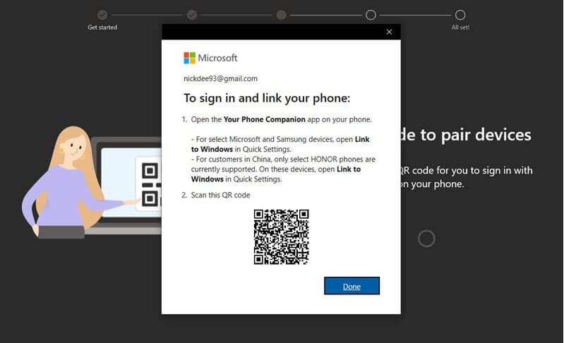 Use the Phone Companion App to Scan the QR Code to View Text Messages Sent and Received