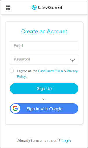 تسجيل حساب على ClevGuard