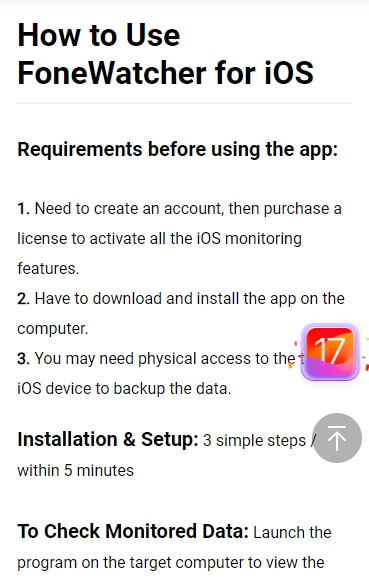 Setting up Fonewatcher on iOS