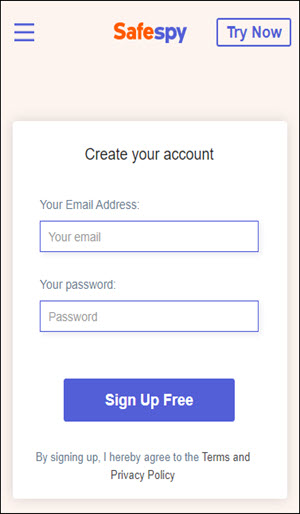 Register an Account on safespy