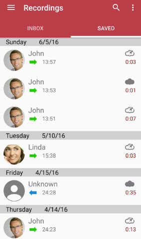 Automatic Call Recorder saved recordings