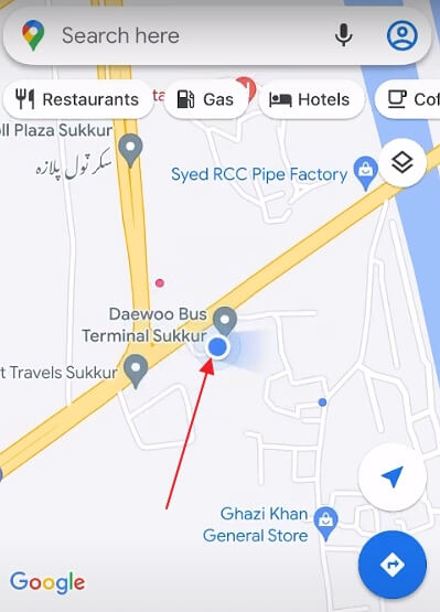 Acces the blue dot for more options