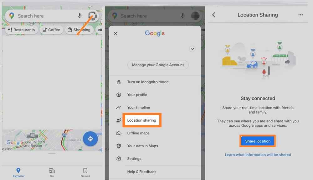 Track someone&rsquo;s location via Google Maps