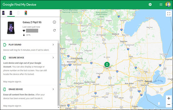 Track the child&rsquo;s Android phone via Find My Device