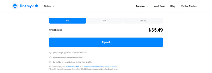 Find My Kids T&uuml;rkiye &Uuml;cretleri