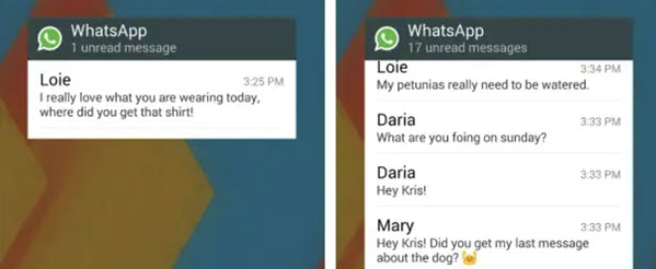 WhatsApp Widgets mesaj okuma<
